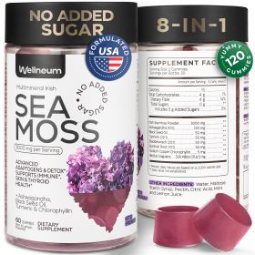 Multimineral Sea Moss Glow Gummies - Immunity Thyroid Health Skin Detox Cleanse Bladderwrack Ashwagandha
